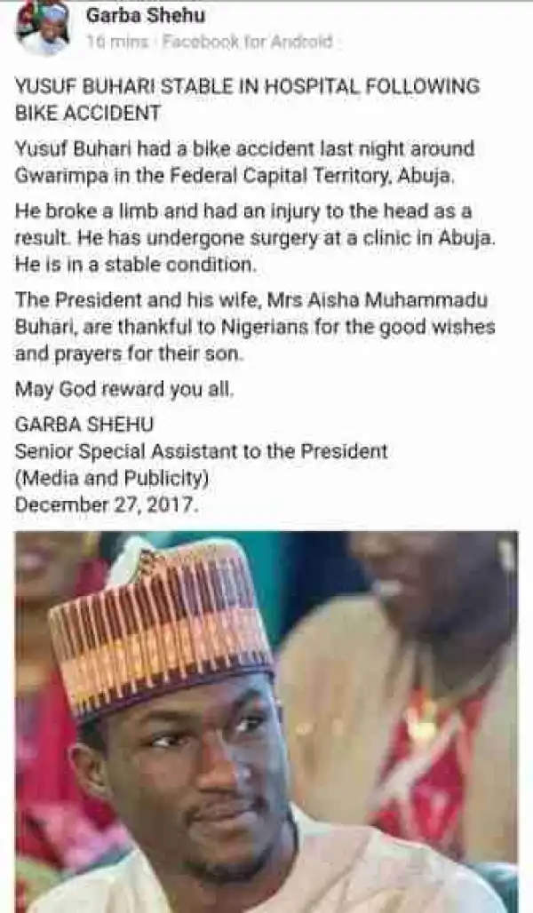 Bike Crash: President Buhari